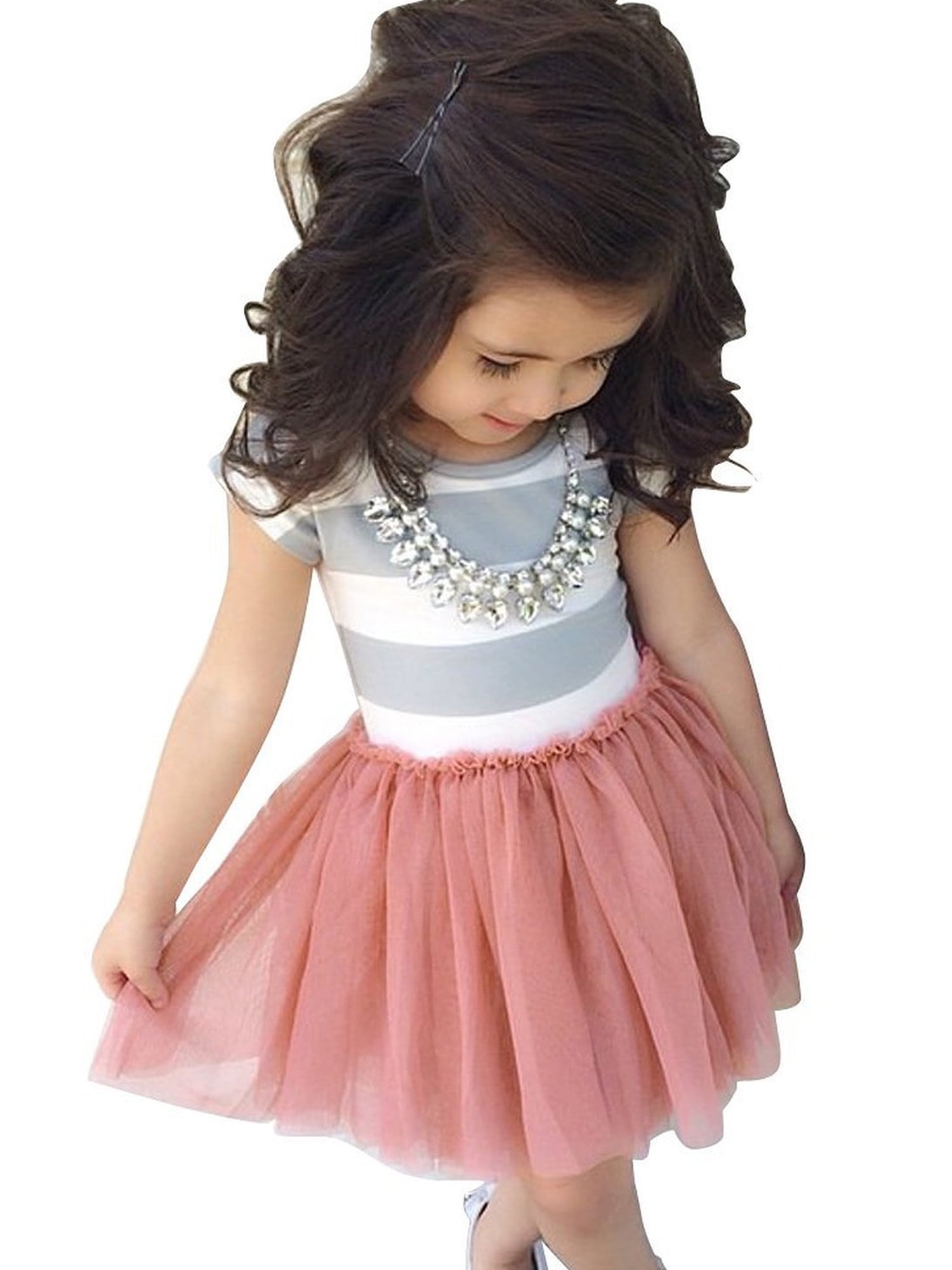 Toddler Kids Girls Dress Princess Party Long Sleeve Tutu Skater Dresses Skirts 