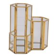 thumbnail image 1 of POINTERTECK Glass Copper Hexagon Composite Pen Holder Makeup Brush Glass Box Multifunction Desktop Organizer Office Accessories, 1 of 8