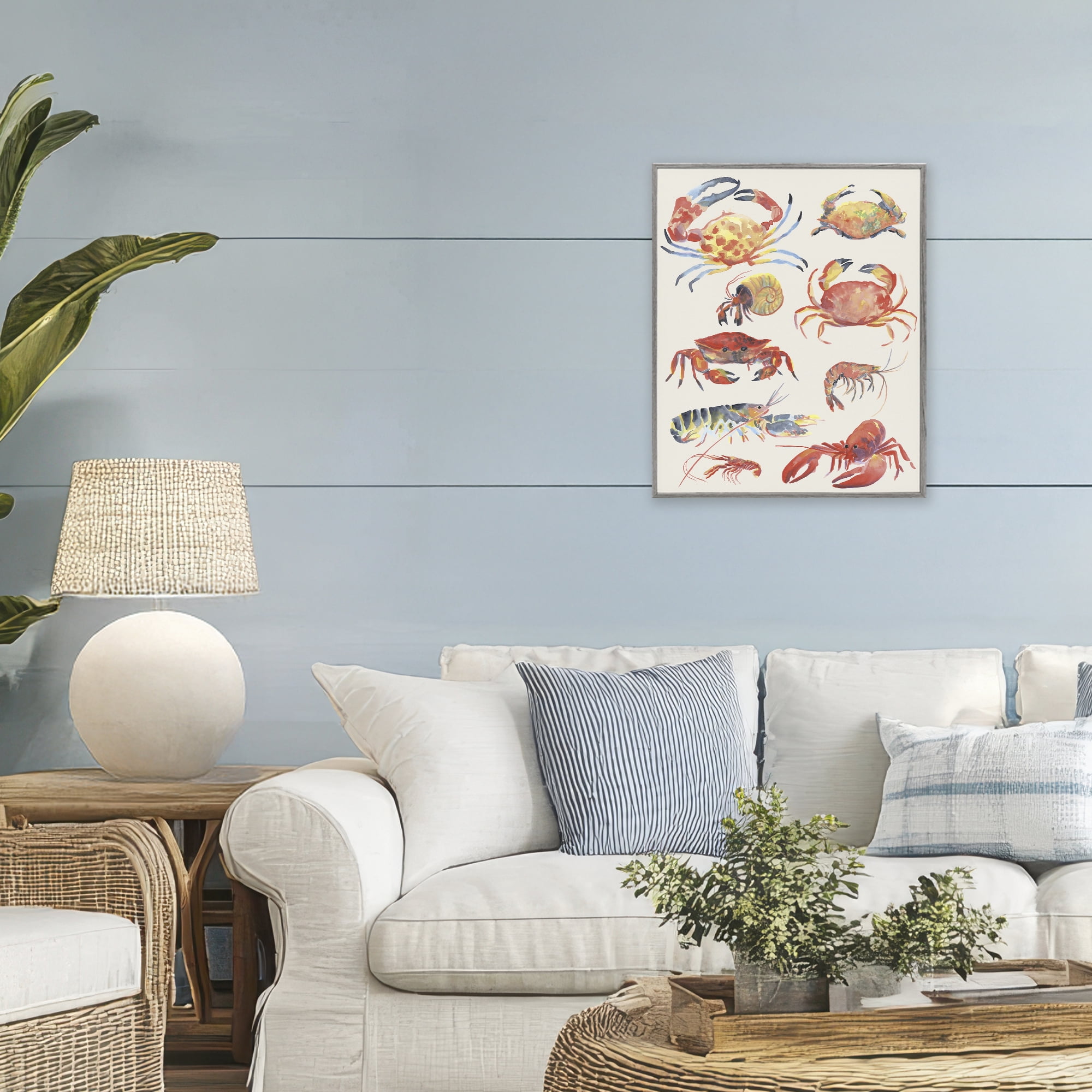 Stupell Industries Nautical Crustacean Collection Gray Framed Giclee Art, design by June Erica Vess