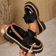 thumbnail image 5 of Domuza Women's Bow Decor Platform Loafer Shoes, Glossy Patent Leather Chunky Lug Sole Slip On Fashion Dress Shoes for Office Daily Casual Wear Black 6.5（EU-37）, 5 of 6