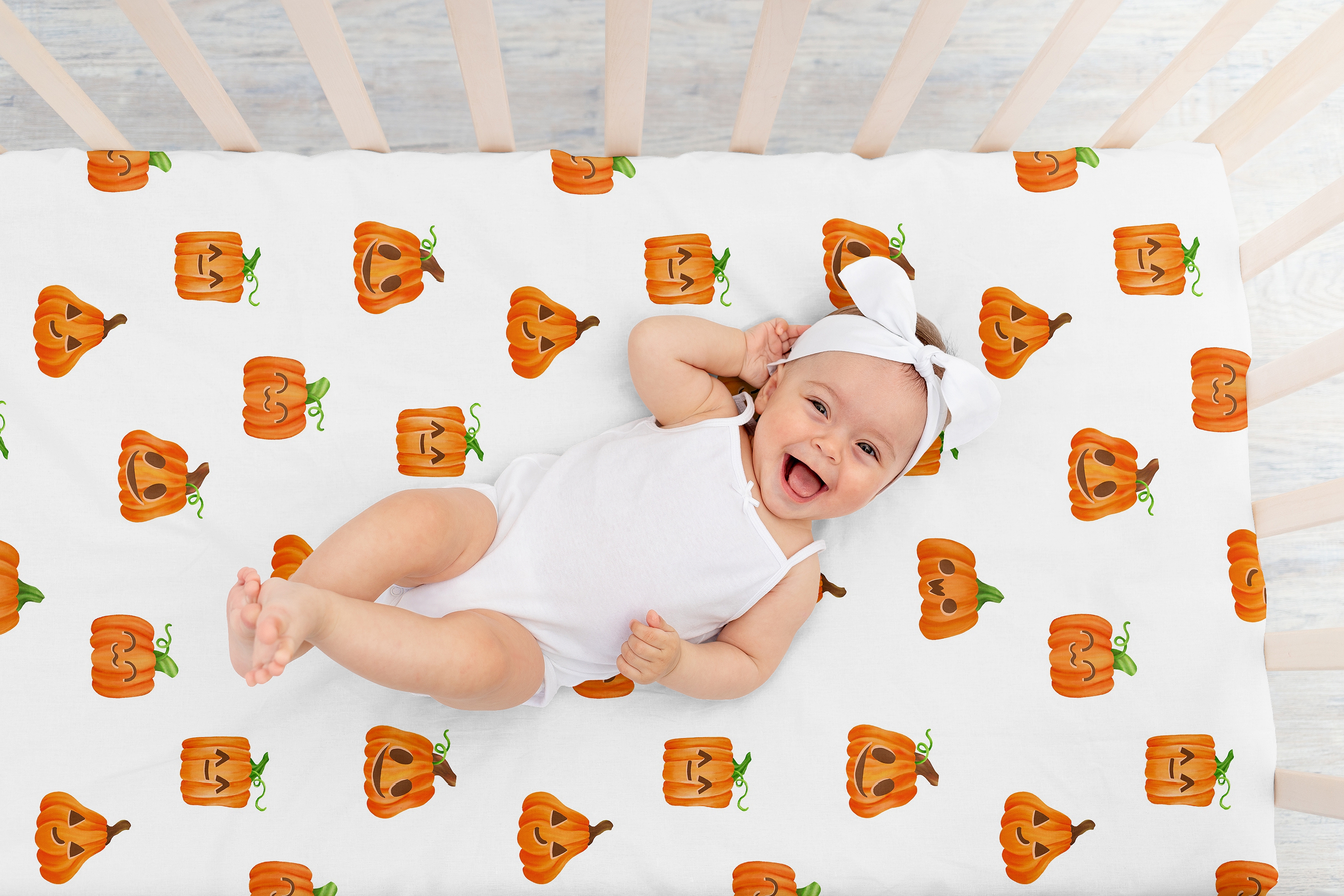 Sweet Jojo Designs Seasonal Halloween Pumpkins Boy, Girl, Unisex/Gender Neutral Fitted Crib Sheet
