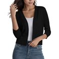thumbnail image 3 of Aayomet Womens Sweaters Knitwear Elegant Simple Versatile Short Coat Womens Cardigan (Black, L), 3 of 4