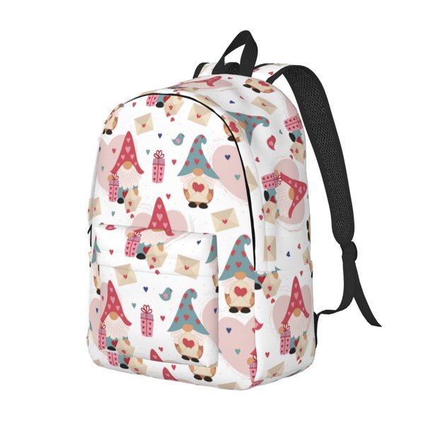 Disketp Gnome With Love Letter Mochila de Lona Estampada, Mochila Escolar de Viaje Ligera para Estudiantes y Portátil-Small