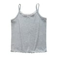 thumbnail image 2 of BRGZLK Girls Lace Cami Tops Cute Bow Ribbed Knit Sleeveless Basic Tank Tops Comfortable And Breathable Camisole Tops Gray 5-6 Years, 2 of 3