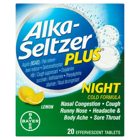 Alka-Seltzer Plus Night Lemon Cold Formula, 20ct