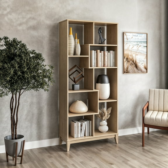 Geometrix Bookcase 72"H - Light Oak Finish