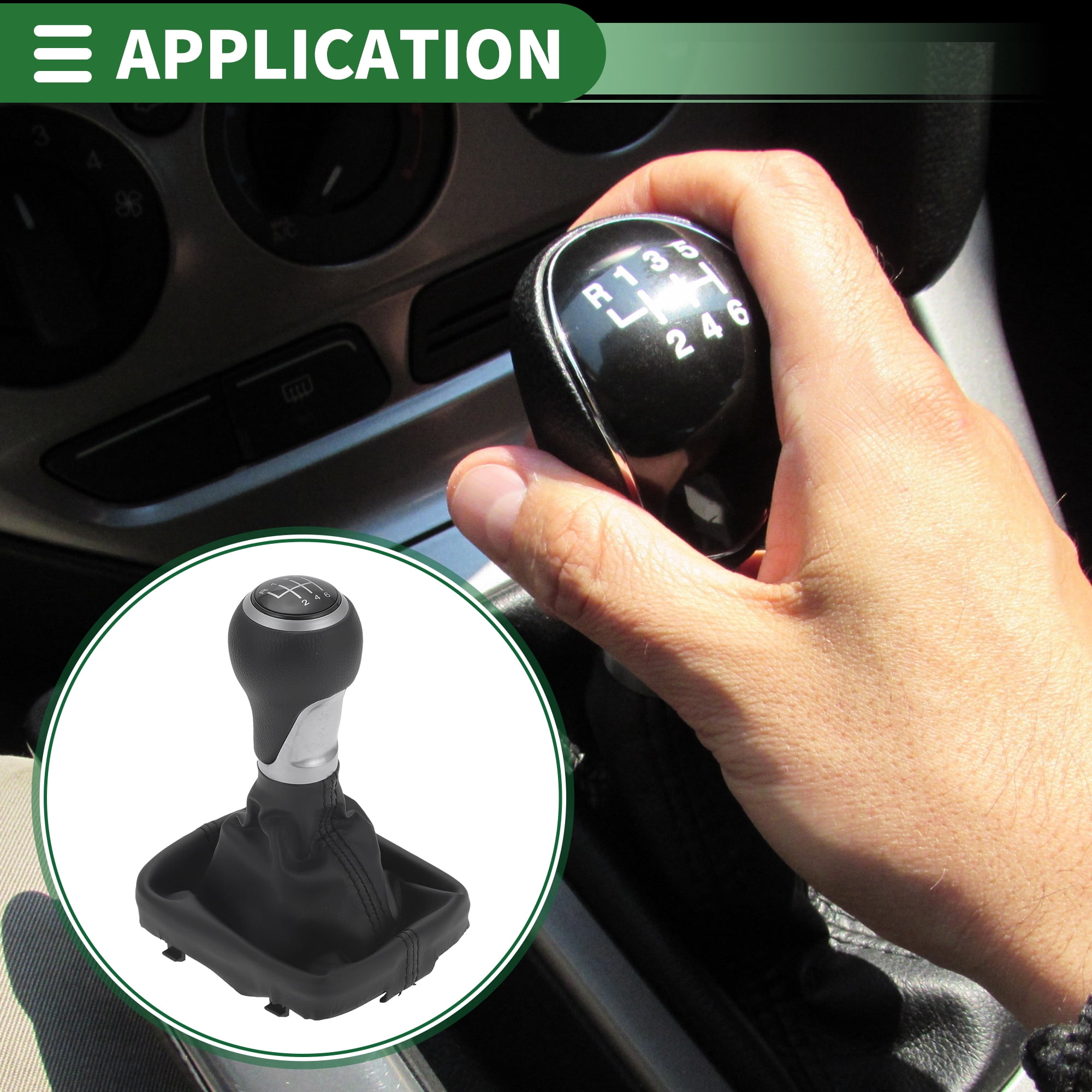 Unique Bargains Gear Shift Knob with Cover 6 Speed Manual Stick Shifter for Audi A3 03-13 Faux Leather Matte Red Black