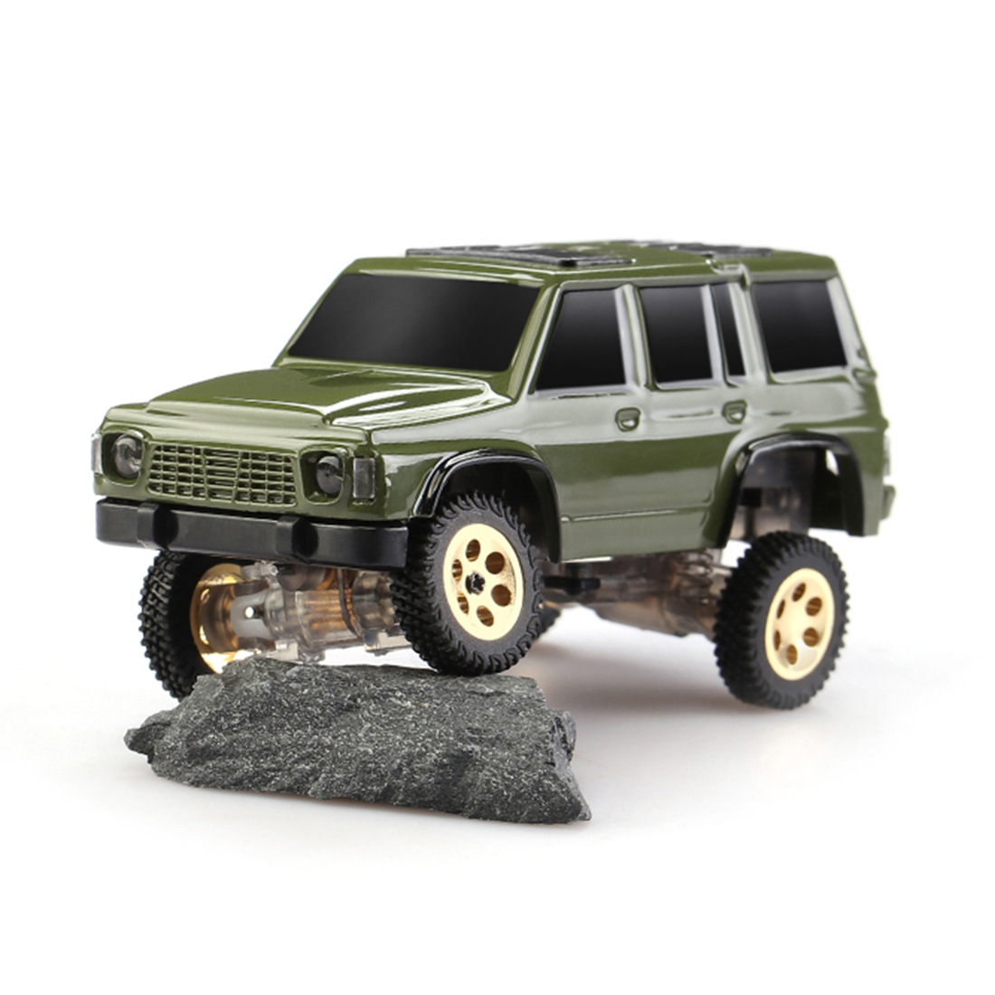 1/64 Scale Mini RC Crawler 4WD 2.4G Full Proportional Remote Control Off Road Climbing Vehicle With LED Lights Desktop Rock Crawler Model For Adults Hobbyists (RTR /Bright camouflage)