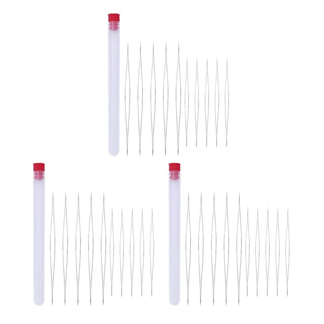 Enhebrador de de 30 Piezas de Abalorios de Ojo Grande, Ojo Largo Abierto, Acero, Fácil Enhebrado, Anudado de Perlas, Encadenado de Piedr Baoblaze Aguja de abalorios de acero inoxidable