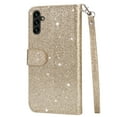 thumbnail image 7 of Ancove for iPhone 13 Wallet Case with Card Holder & Strap,Glitter Bling PU Leather Shockproof Magnetic Kickstand Zipper Pocket Flip Case Cover for Apple iPhone 13,Gold, 7 of 7