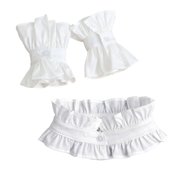 JZROCKER Fashionable Women Ruffled Cuffs Sleeves and False Collar Set Removable Collar Sleeves For Office Lady And Social Event