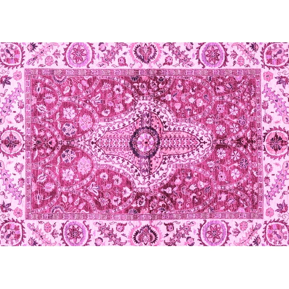 Ahgly Company Indoor Rectangle Abstract Pink Modern Area Rugs, 2' x 4'