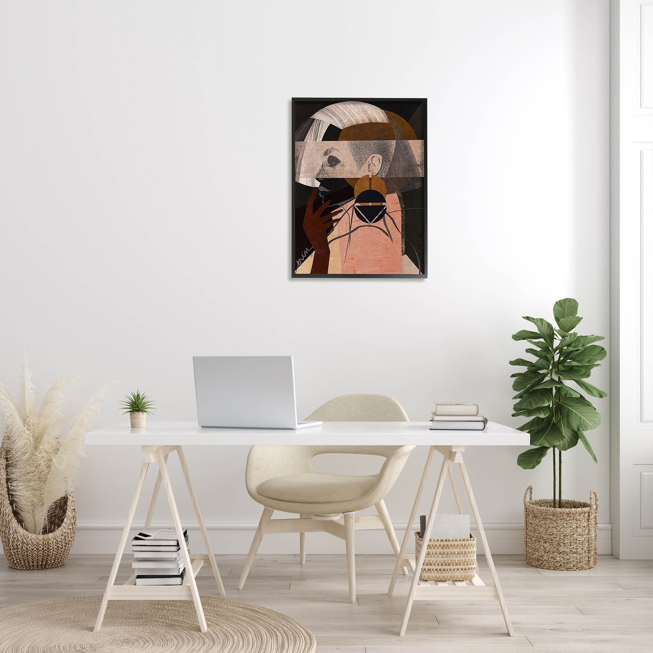 Layered Collage Woman Portrait Abstract Graphic Art Black Framed Art Print Wall Art