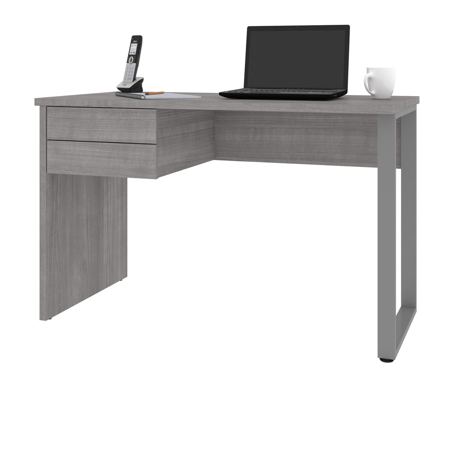 Bestar Solay 48W Small Table Desk w/ U-Shaped Metal Leg in platinum gray