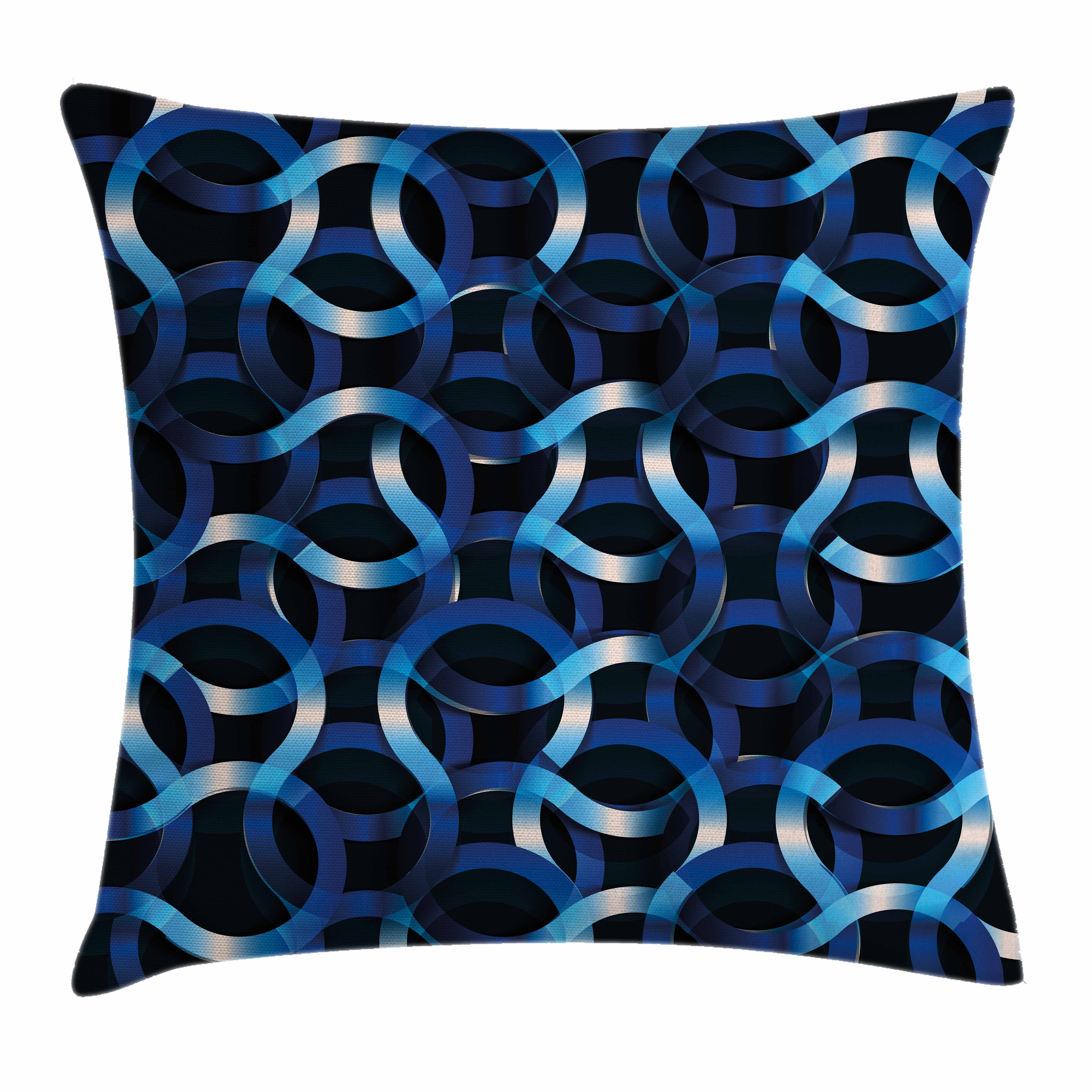 Dark Blue Throw Pillow Cushion Cover, Curvy Shaped Entangled Complex Industrial Modern Mesh