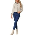 thumbnail image 2 of ABRIGO CORTO DE MUJER PEACOAT CON CUELLO CAÍDO Y CIERRE DE BOTONES BEIGE XL, 2 of 6