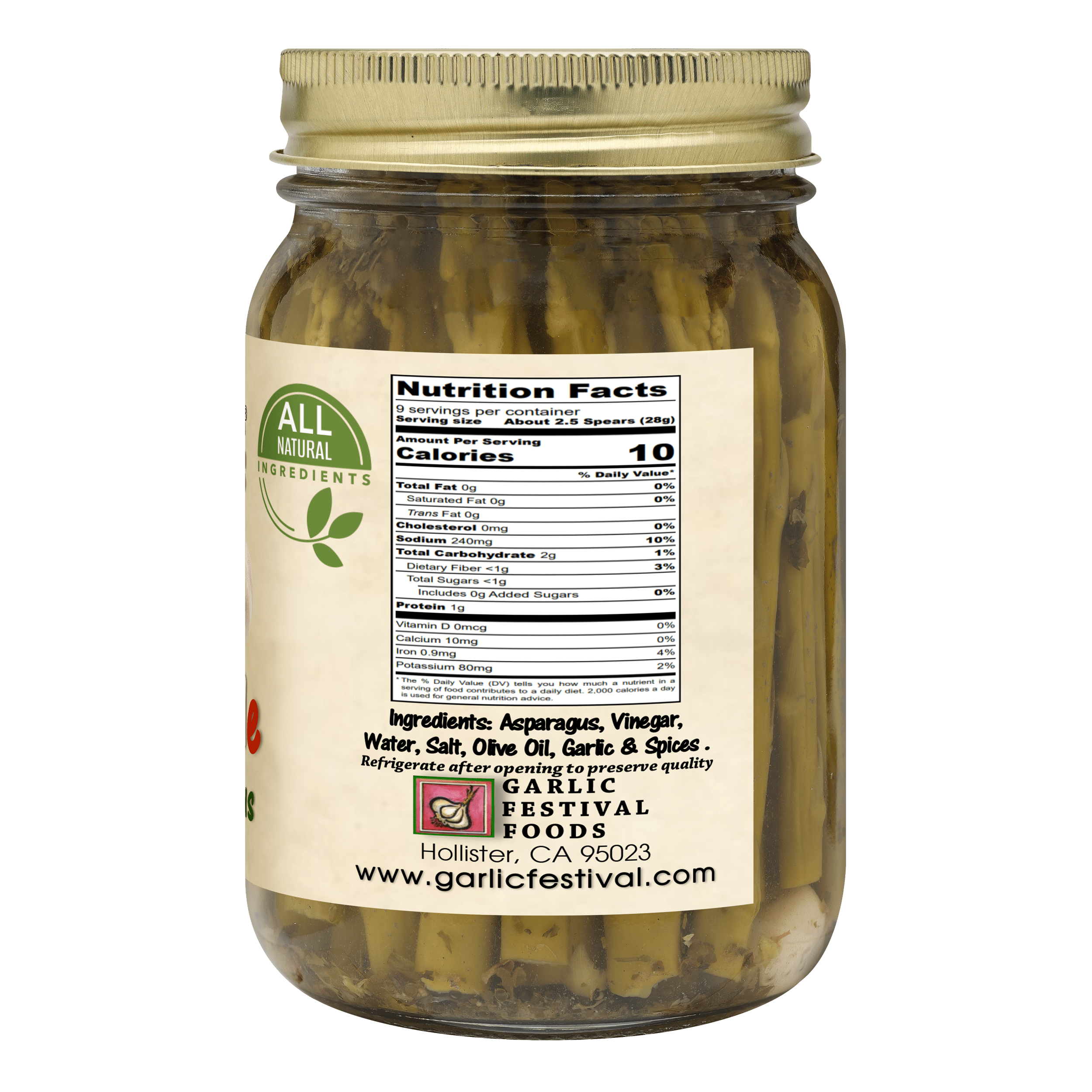 Garlic Festival Italian Style Pickled Asparagus Spears Net Wt. 16 oz.
