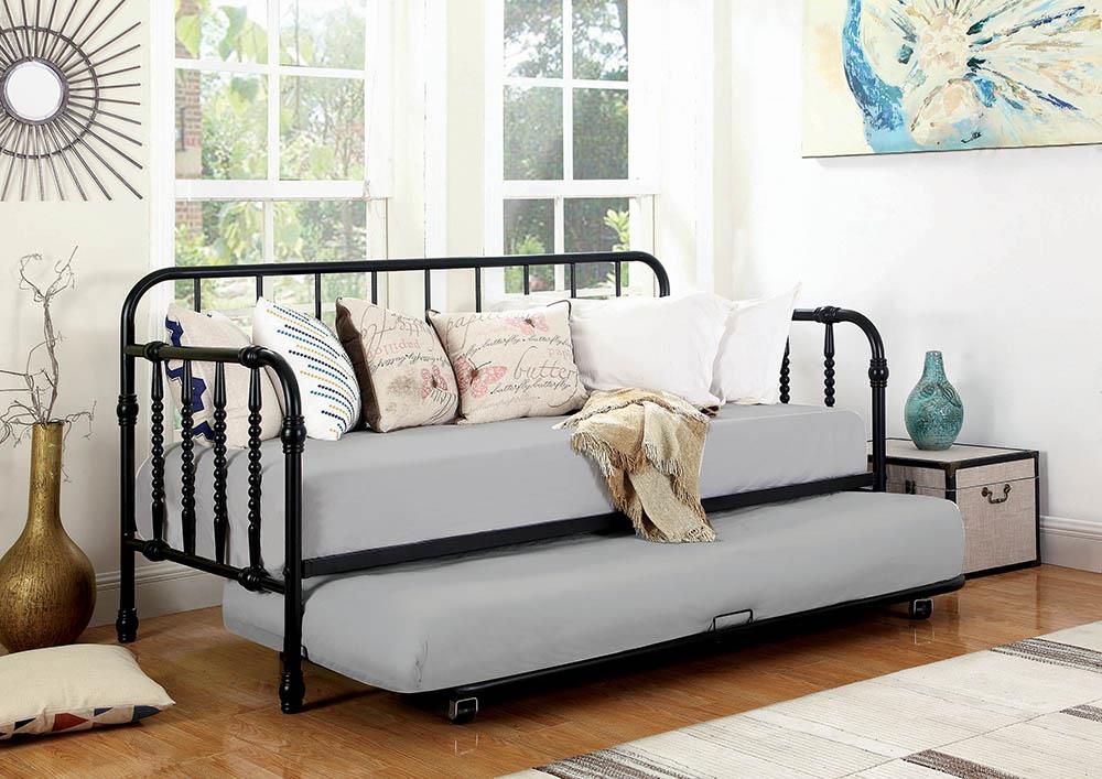 Twin Metal Daybed with Trundle Black - image 2 of 5