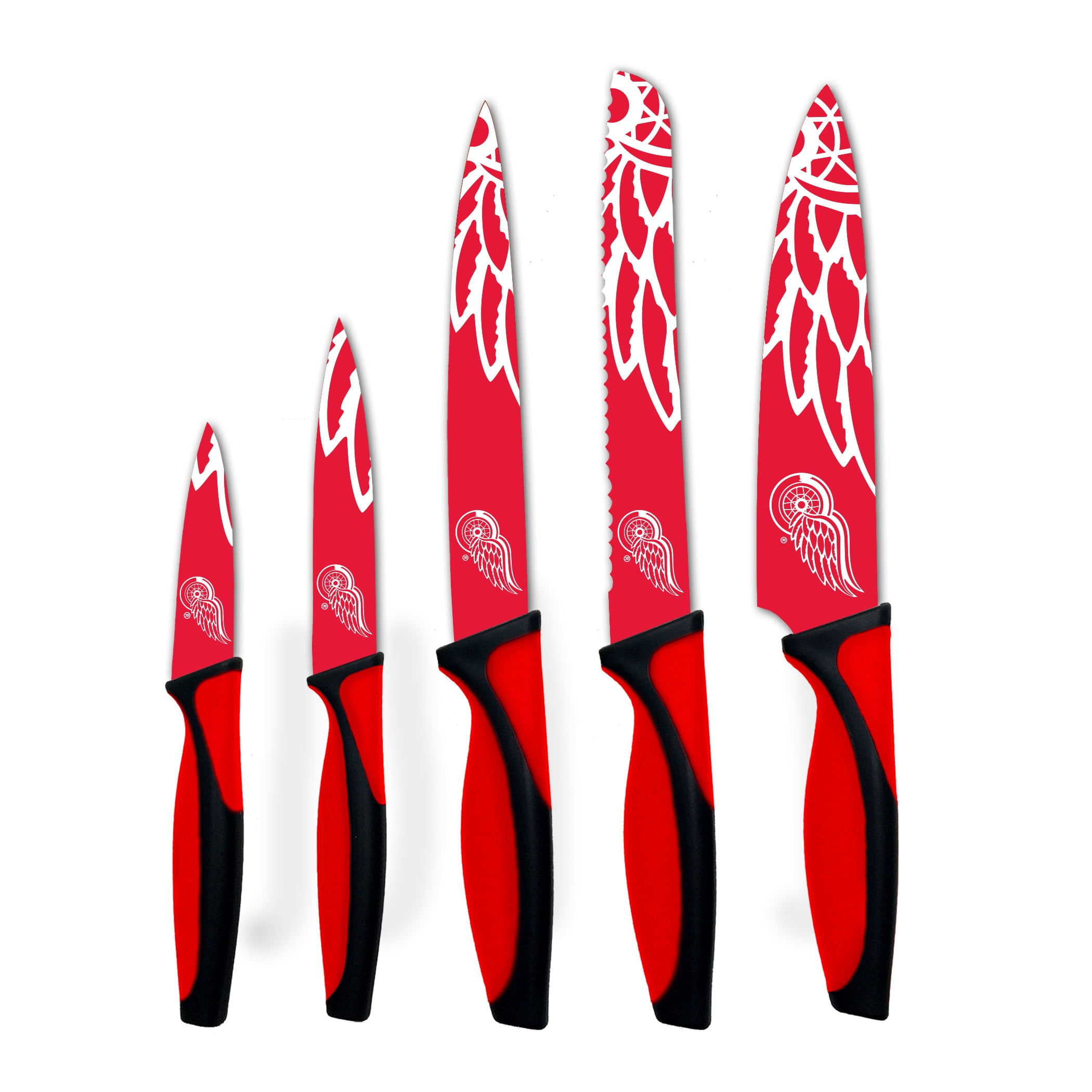 OFFICIALLY LICENSED NHL 5 PIECE KITCHEN KNIFE SET DETROIT RED WINGS