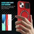 thumbnail image 3 of Case for iPhone 13, with Sliding Camera Cover, with Rotating Finger Ring Holder Magnetic Bracket Hybrid Hand Grip Protective Shockproof Phone Case Cover for iPhone 13 - Red, 3 of 10