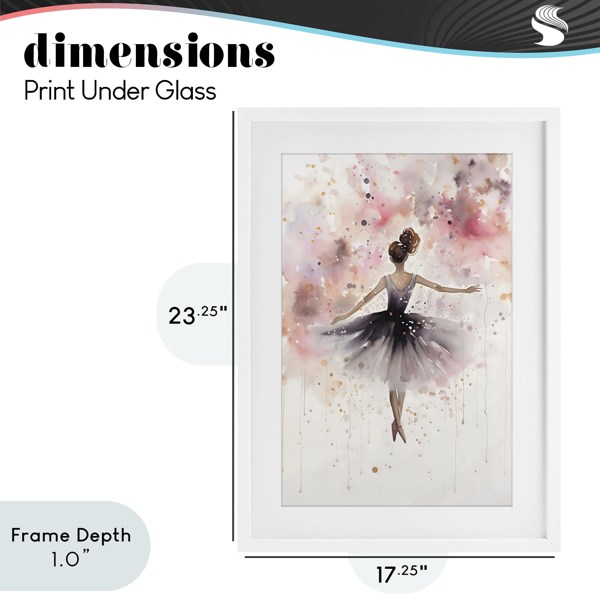 Stupell Industries Watercolor Ballerina Atmosphere White Framed Print Under Glass, design by Creative Studio