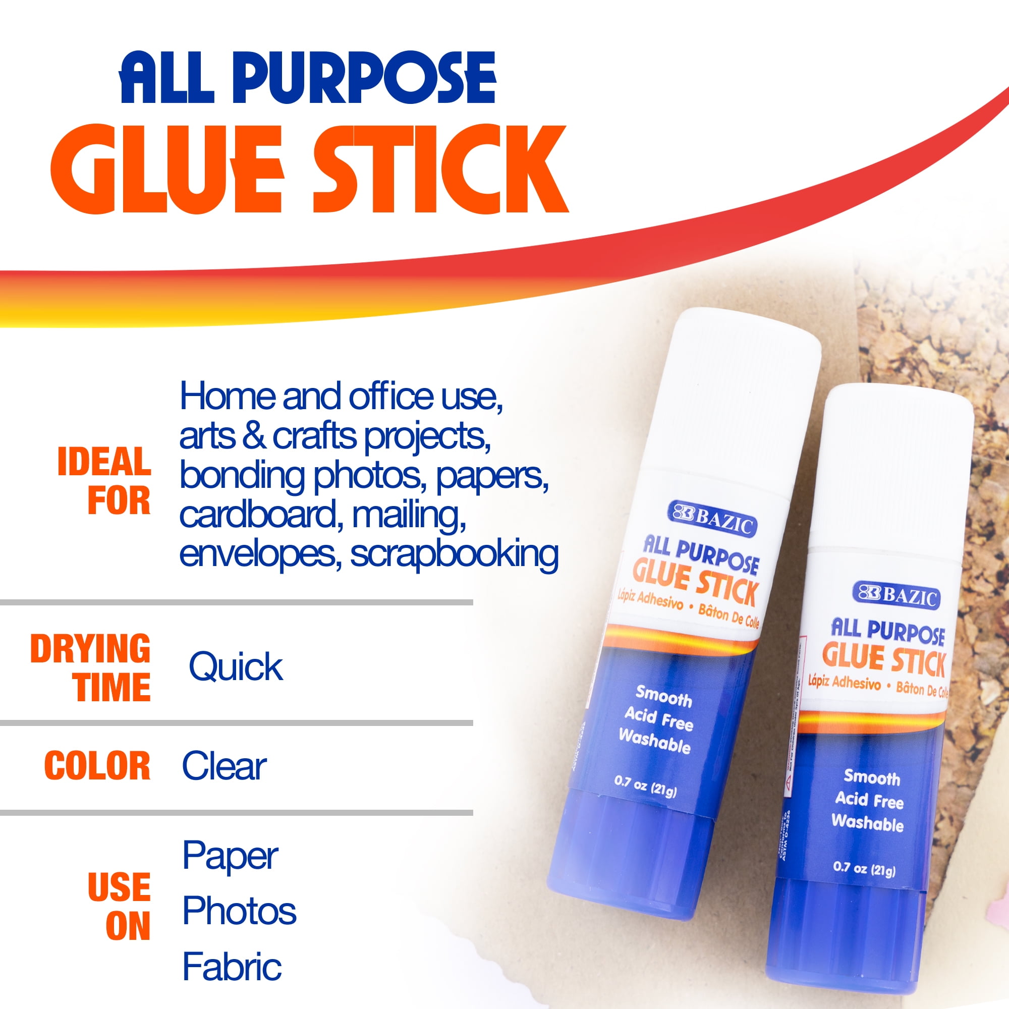 BAZIC Premium Glue Stick 21g/0.7 Oz, Acid Free Glue Sticks, Total 288-Count