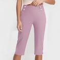 thumbnail image 5 of Frostluinai Yoga Capris for Womens High Waist Straight Leg Pants Stretch Slim Fit Capris Solid Color Gym Trousers Slit Hem Capris with Pocket, 5 of 8