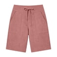thumbnail image 3 of Gtoiithly Women's Summer Elastic High Waist Drawstring Wide Straight Leg Relaxed Fit Casual Shorts with Deep Pockets Pink L, 3 of 3