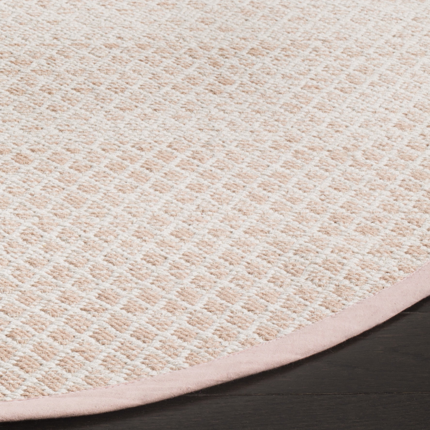 SAFAVIEH Montauk Vaughn Geometric Cotton Area Rug, Beige/Ivory, 8' x 8' Round