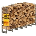 thumbnail image 3 of QinaQin 12FT Steel Firewood Rack with Waterproof Cover, Black, 3 of 7