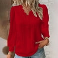 thumbnail image 2 of alcepopk Long Sleeve T Shirts for Women Lace V Neck Casual Cute Tops Loose Fit Fall Winter Basic Clothing(Red,S), 2 of 5