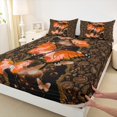 thumbnail image 3 of Manfei Romantic Orange Butterfly Full Size Sheets for Adult, Mandala Paisley Print Bed Sheets, Valentines Day Sheet Sets, Luxury Bedroom Decor, 4pcs, 3 of 7