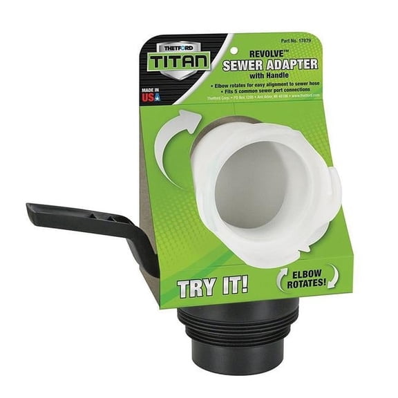 Thetford 17879 Titan Revolve Universal RV Sewer Hose Adapter with Handle