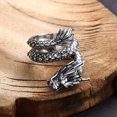 thumbnail image 3 of HOOUN Bague Dragon Cercle Rétro Chanceux en Argent 925 pour Hommes 19.2g, 3 of 5