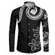 thumbnail image 3 of Camisas hawaianas con estampado 3D de tribu polinesia, camisas casuales de manga larga con cuello alto, blusa con botones para hombre, ropa de otoño, 3 of 5