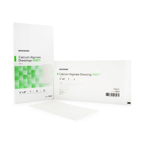 McKesson Calcium Alginate Dressing 4 X 8 Inch Rectangle, Calcium Alginate, Sterile, Box of 5