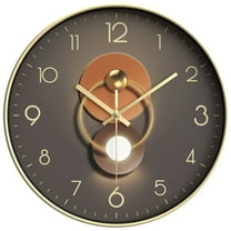 Unique Bargains Silent Non Ticking Battery Operated  Wall Clock Gold Pattern 4
