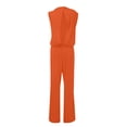 thumbnail image 5 of Women's Dressy Casual Summer Jumpsuits Sleeveless Mock Neck Wide Leg Pants Romper One Piece Formal Party Outfits Orange M, 5 of 5