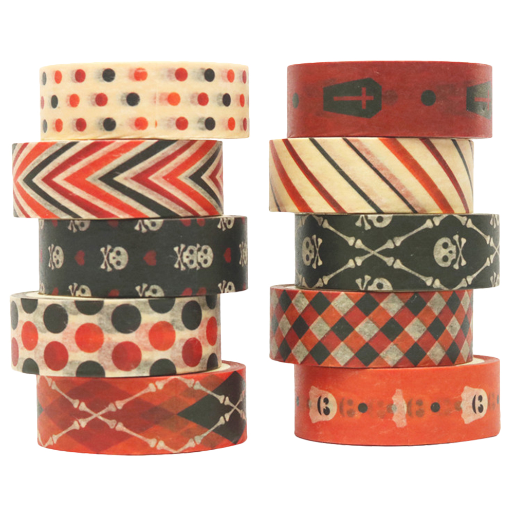 Hemoton 10 Roll Decorative Washi Tapes DIY Halloween Washi Paper Tapes