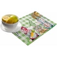 thumbnail image 2 of SPXUBZ Easter Placemats, Green Buffalo Plaid Easter Gnome Egg Flower Basket Carrot 18x12 Inch Placemats for Family Table Holiday Decoration Placemat Set of 6, 2 of 5