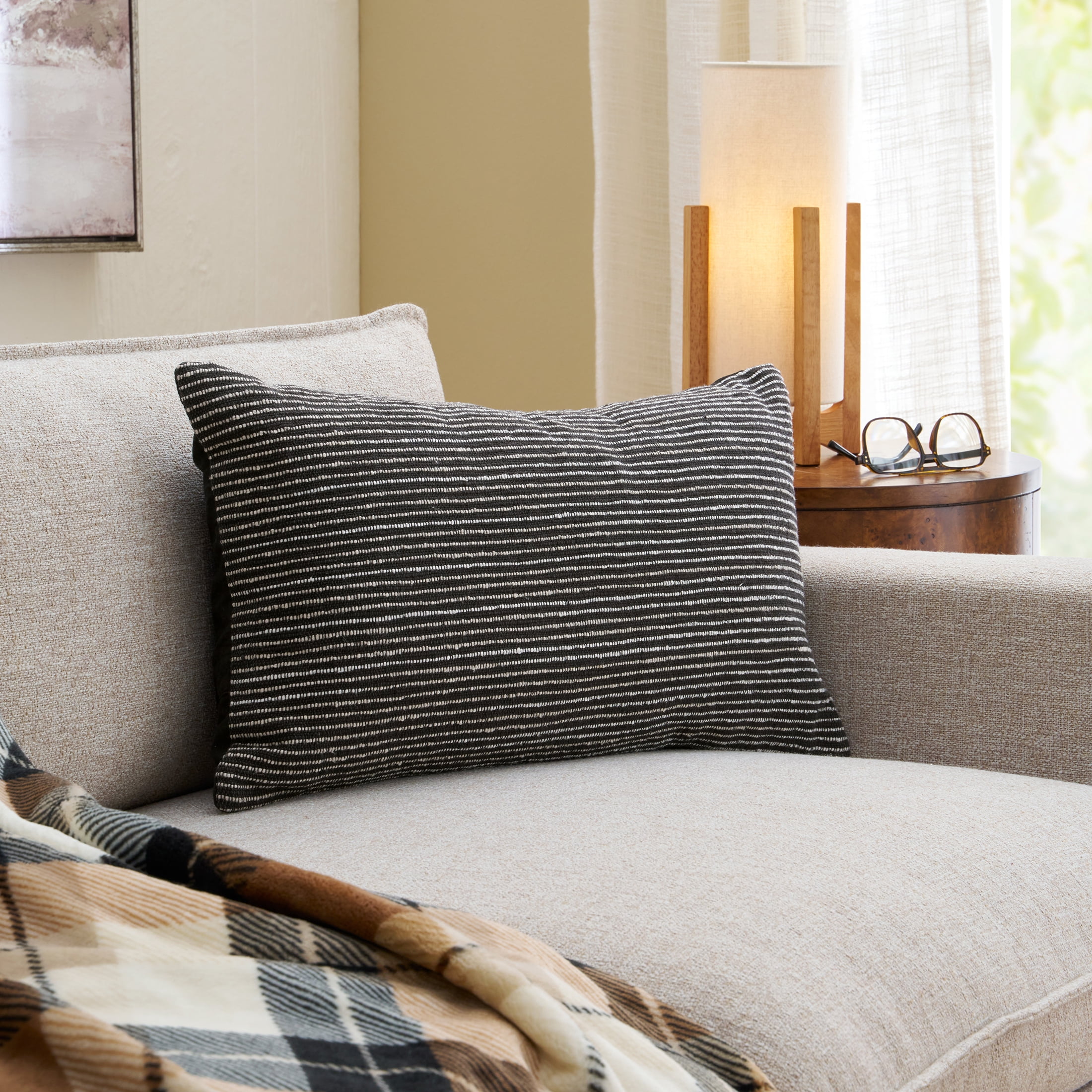 Better Homes & Gardens Grover Black Decorative Pillow Cover 14x24