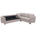 thumbnail image 2 of Convertible Sectional Sleeper Sofa with Pull Out Bed, 104" Large L-shaped Sofa Couch with Rolled Arm and Rivet, 2 in 1 Pull Out Couch Bed, Modular Sectional Couch for Living Room, Beige, 2 of 7