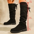 thumbnail image 3 of Womens Knee High Boots Slouchy Suede Lace up Tall Riding Boots Lug Sole Chunky Heel Round Toe Over the Knee Boots Black 9.5, 3 of 7