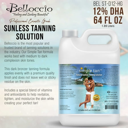 1/2 Gallon Belloccio Simple Tan 12% DHA Sunless Airbrush Spray Tanning Solution