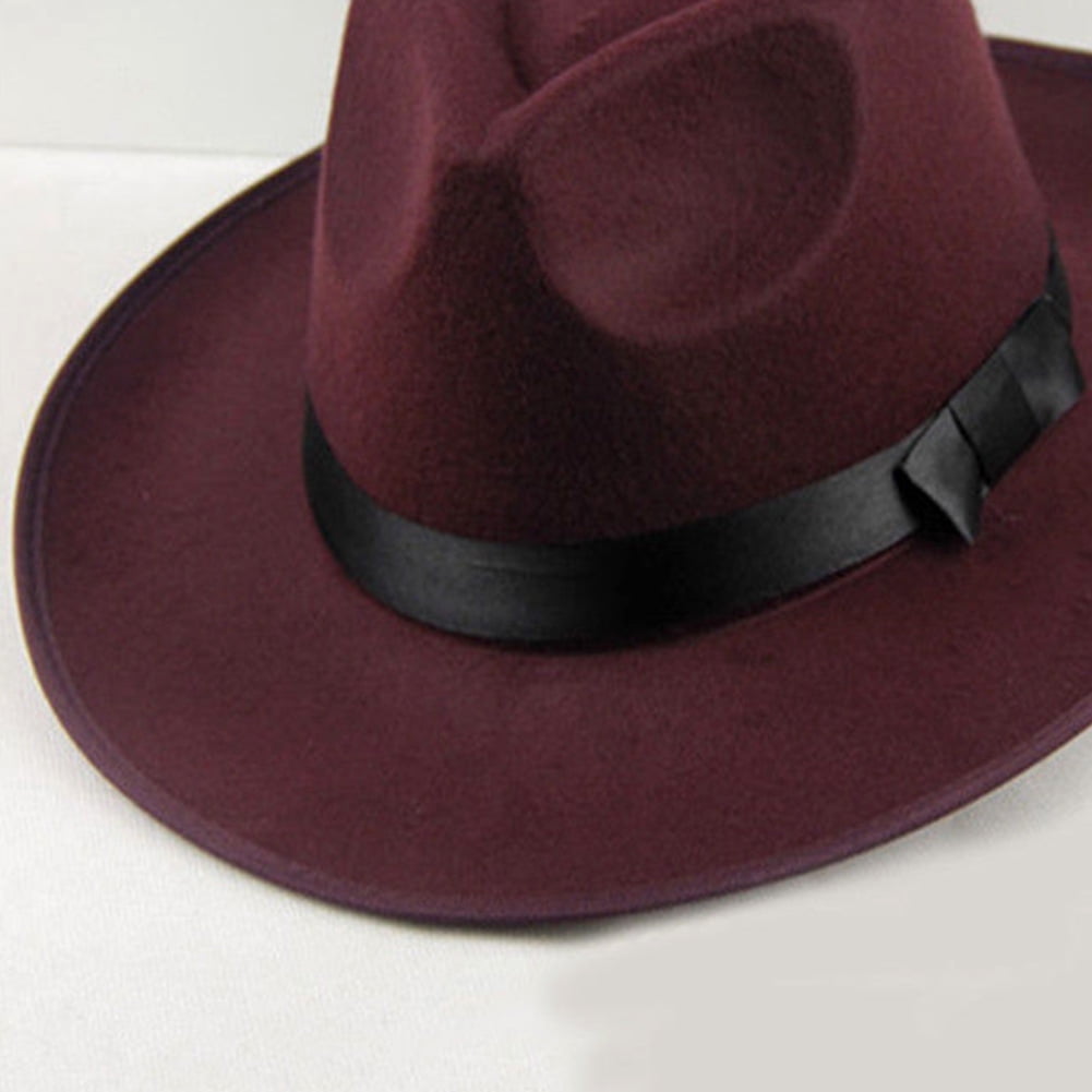 HEVIRGO Sun Visor Men Women Hard Felt Wide Brim Fedora Panama Hat Autumn Vintage Cap
