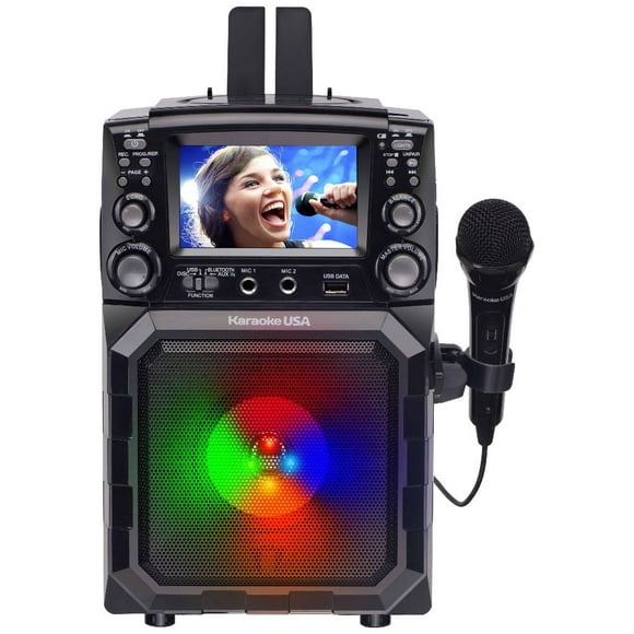 Karaoke USA Lecteur de karaoké portable CDG / MP3G GQ450 avec écran couleur de 4,3 po, Bluetooth, haut parleur et batterie intégrée