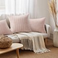 thumbnail image 4 of XWZO 20x20 inch Chenille Pillow Covers 2 Pieces Set, Square Fluffy Boho Striped Decorative Cushion Covers for Couch/Sofa/Bed, Pink-Striped (NO PILLOW INSERT), 4 of 8