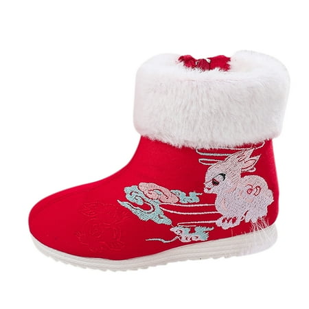 

Youmylove Girls Ankle Boots Warm Cotton Boots Embroidered Boots National Style Boots Princess Cotton Boots Zapatos