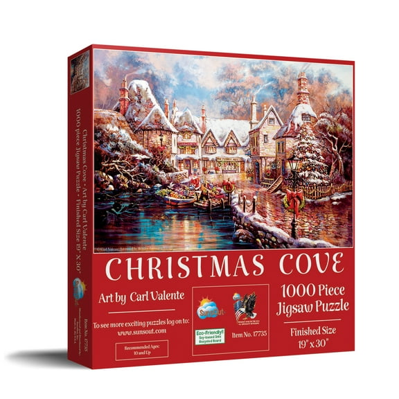SUNSOUT INC - Christmas Cove - 1000 pc Jigsaw Puzzle by Artist: Carl Valente - Finished Size 19" x 30" Christmas - MPN# 17735
