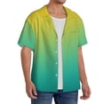 thumbnail image 4 of Haiem Teal To Yellow Gradient Men's Casual Shirts Short Sleeve Button Down Shirts Fashion Textured Summer Beach Shirt-Large, 4 of 7